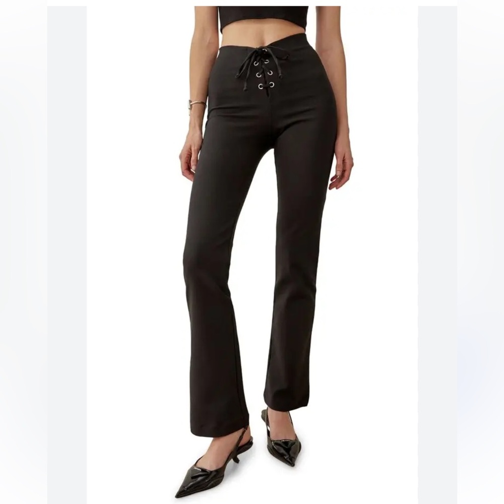 Reformation Len Laced Up Black Pants